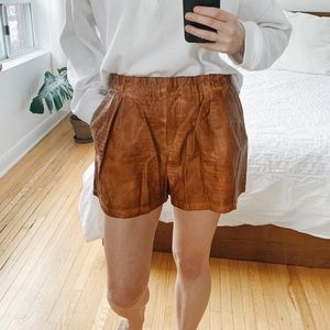 Vegan Leather High-Waist Shorts